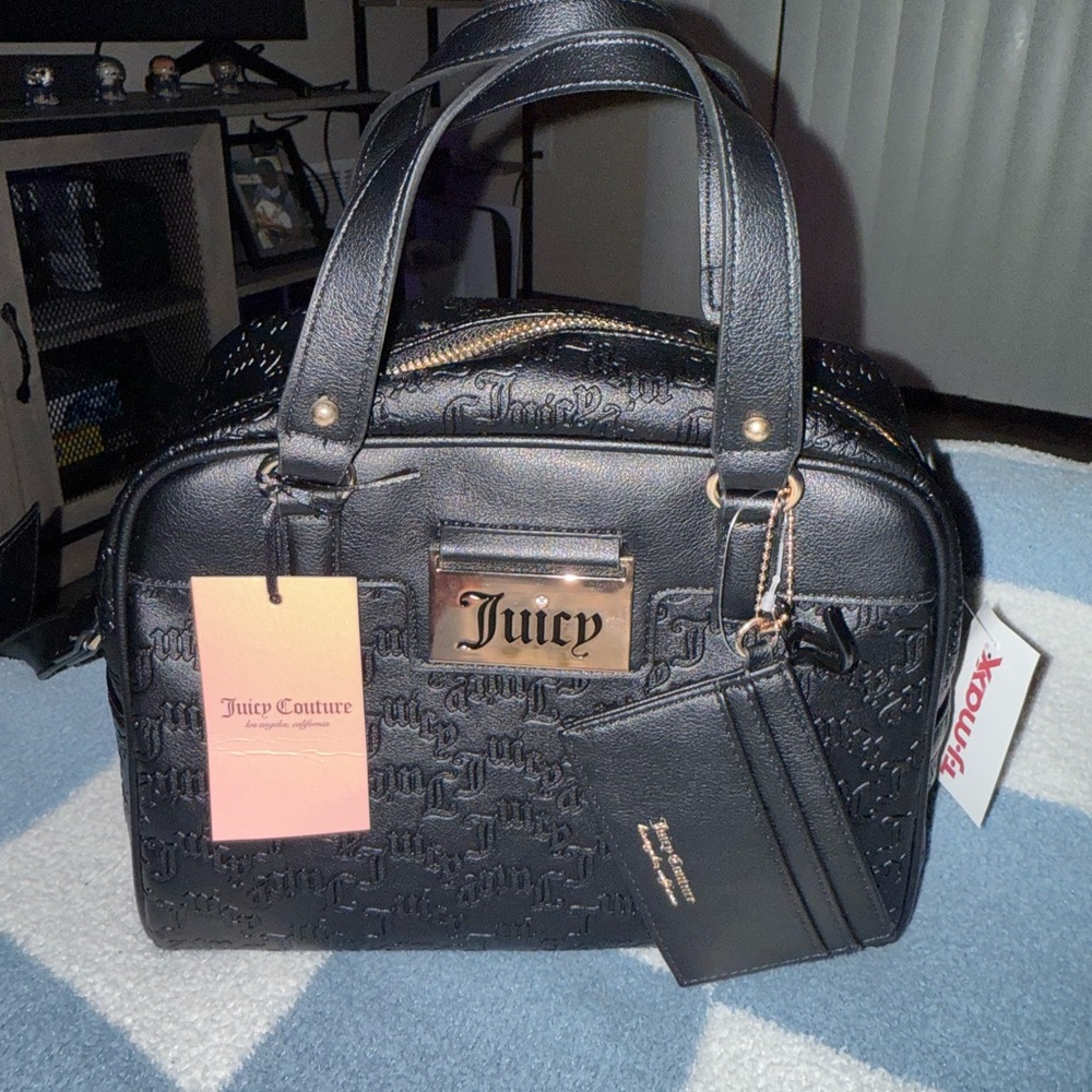 Juicy Couture Black Crossbody Bag/Card Holder w/ Gold Hardware